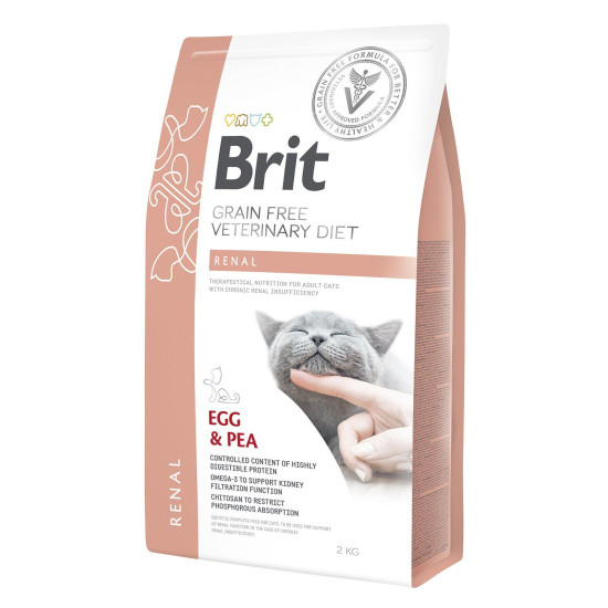 Сухий корм для котів, при захворюваннях нирок Brit GF Veterinary Diet Renal 2 кг (яйце)