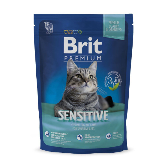Сухий корм для котів з чутливим травленням Brit Premium Cat Sensitive 1,5 кг (ягня)