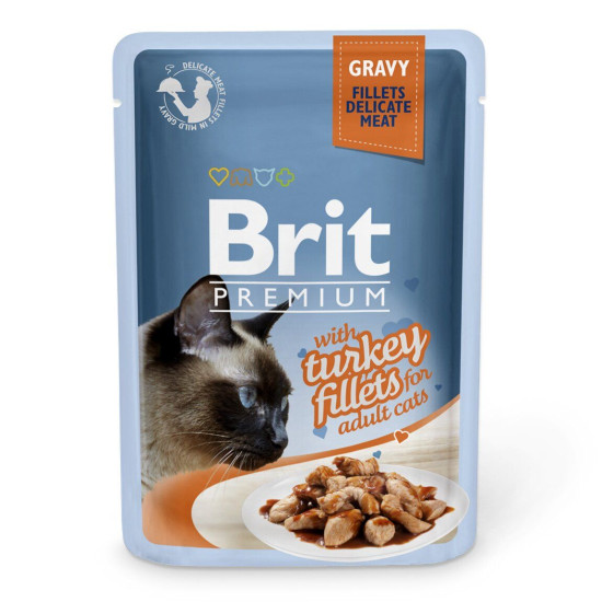 Вологий корм для котів Brit Premium Cat Turkey Fillets Gravy pouch 85 г (філе індички в соусі)