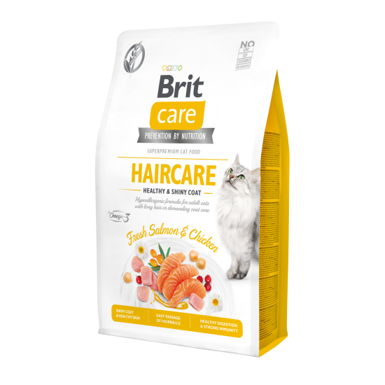 Сухий корм для котів Brit Care Cat GF Haircare Healthy & Shiny Coat 2 кг (курка і лосось)