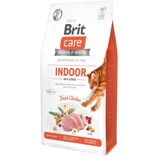 Сухий корм для котів, які мешкають в приміщенні Brit Care Cat GF Indoor Anti-stress 7 кг (курка)
