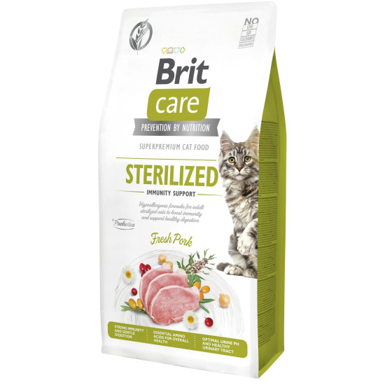 Сухий корм для котів Brit Care Cat Grain Free Sterilized Immunity Support 7 кг - свинина