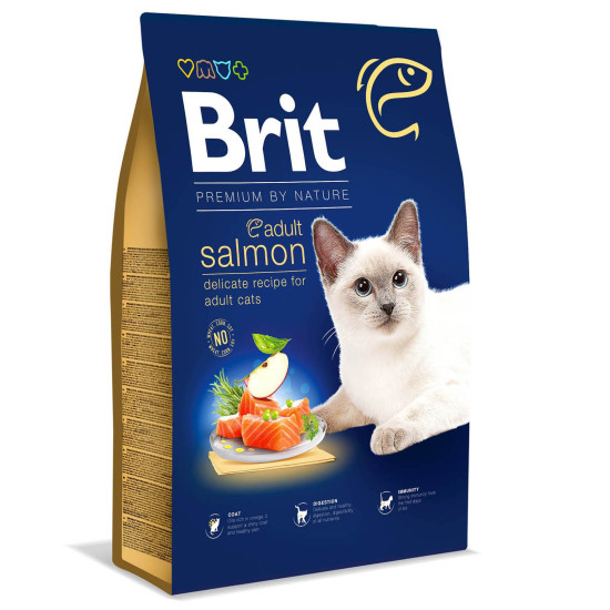 Сухий корм для котів Brit Premium by Nature Cat Adult Salmon 8 кг (лосось)