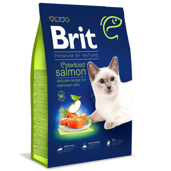 Сухий корм для стерилізованих котів Brit Premium by Nature Cat Sterilized Salmon 8 кг (лосось)