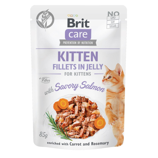 Вологий корм для кошенят Brit Care Cat pouch 85 г (лосось в желе)