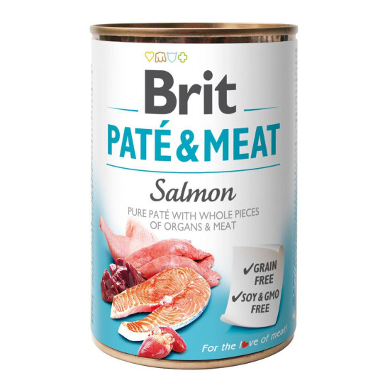 Вологий корм для собак Brit Pate & Meat Salmon 400 г (курка та лосось)