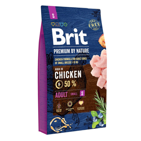 Сухий корм для дорослих собак дрібних порід (вагою до 10 кг) Brit Premium Adult S 8 кг (курка)