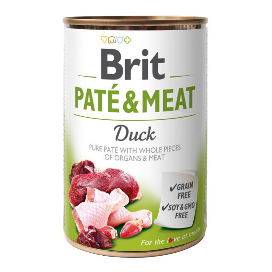 Вологий корм для собак Brit Pate & Meat Duck 400 г (курка та качка)