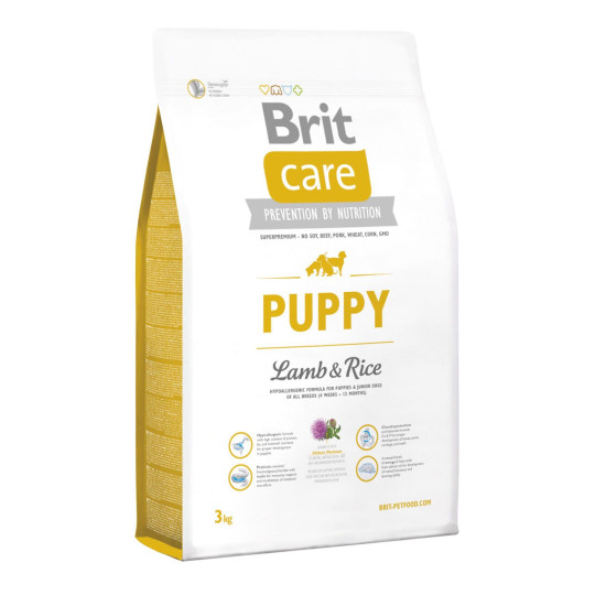 Сухий корм для цуценят всіх порід Brit Care Puppy Lamb & Rice 3 кг (ягня та рис)