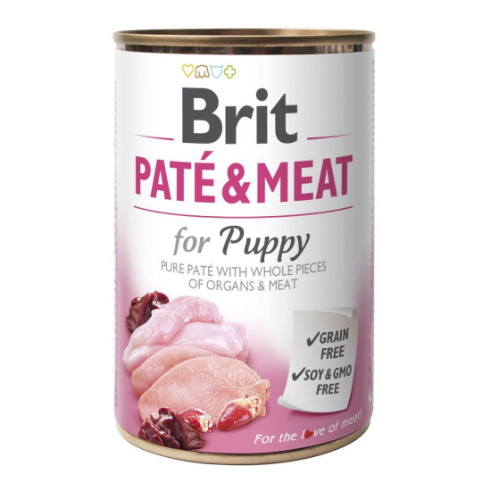 Вологий корм для цуценят Brit Pate & Meat Chicken 400 г (курка та індичка)