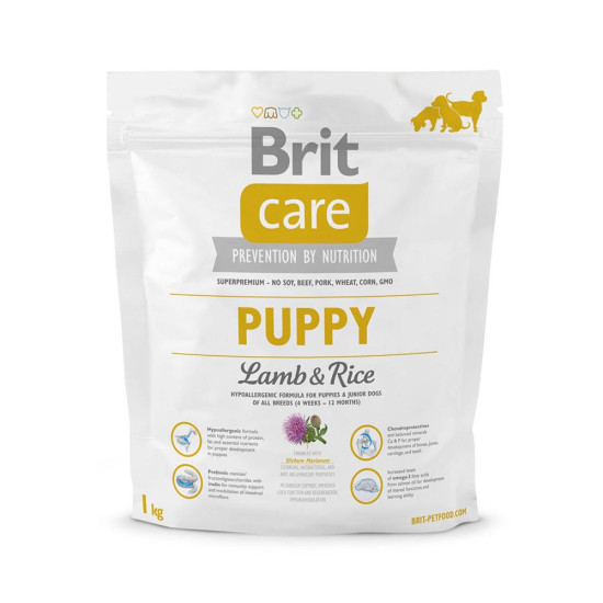 Сухий корм для цуценят всіх порід Brit Care Puppy Lamb & Rice 1 кг (ягня та рис)