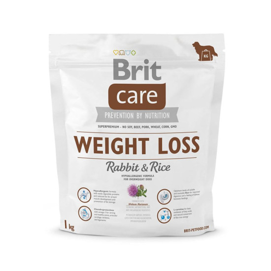 Сухий корм для собак із зайвою вагою Brit Care Weight Loss Rabbit & Rice 1 кг (кролик та рис)
