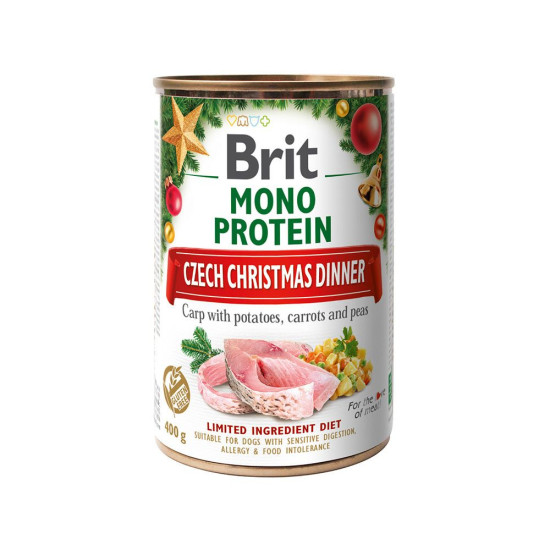 Вологий корм для собак Brit Care Dog Monoprotein Різдвяна консерва 400 г (карп і картопляний салат)