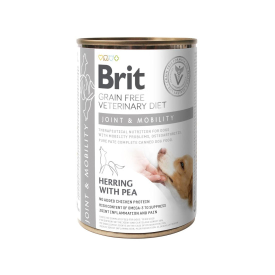 Вологий корм для собак Brit VetDiets Joint & Mobility для підтримки здоров'я суглобів, 400 г (оселедець і горошок)