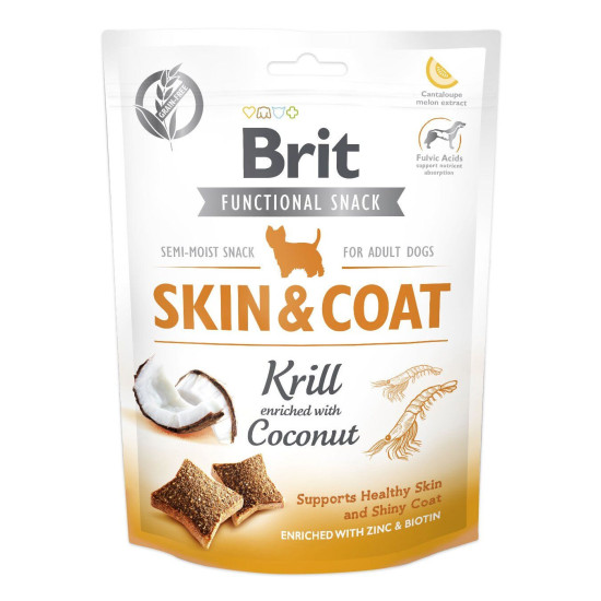 Ласощі для собак Brit Functional Snack Skin & Coat 150 г (для шкіри та шерсті)