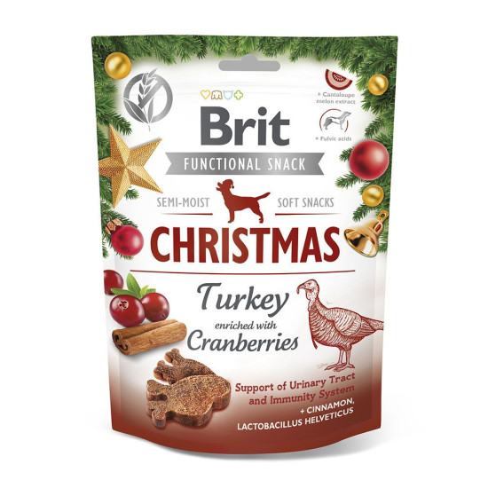 Різдвяні ласощі для собак Brit Care Dog Functional Snack 150 г (індичка та журавлина)