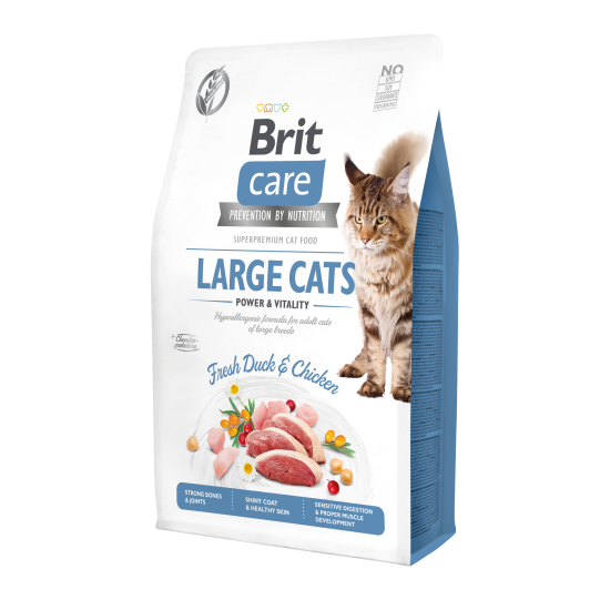 Сухий корм для котів великих порід Brit Care Cat GF Large cats Power & Vitality 2 кг (курка і качка)