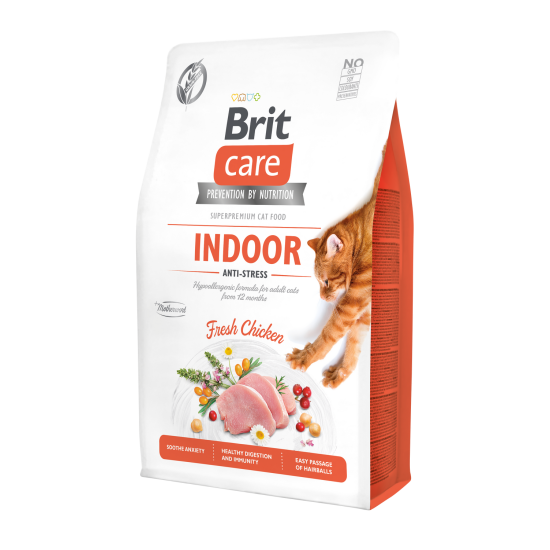 Сухий корм для котів, які мешкають в приміщенні Brit Care Cat GF Indoor Anti-stress 2 кг (курка)