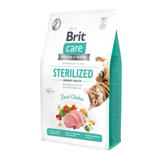 Сухий корм для стерелізованних котів для підтримки сечовидільної системи Brit Care Cat GF Sterilized Urinary Health 2 кг (курка)