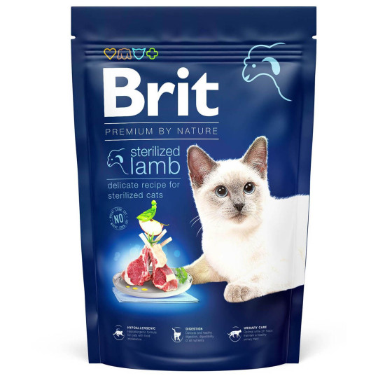 Сухий корм для стерилізованих котів Brit Premium by Nature Cat Sterilized Lamb 1,5 кг (ягня)