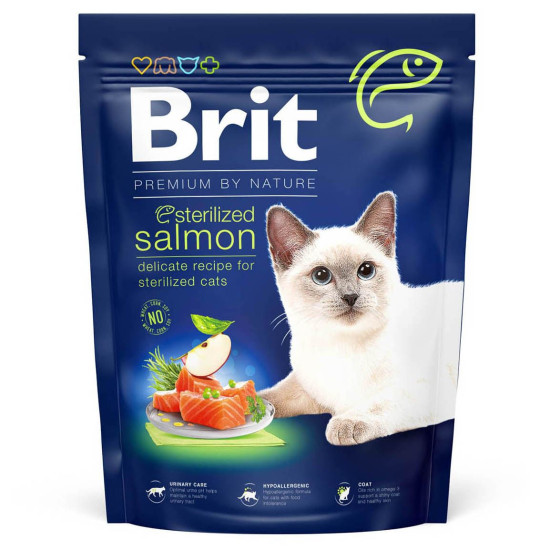 Сухий корм для стерилізованих котів Brit Premium by Nature Cat Sterilized Salmon 300 г (лосось)