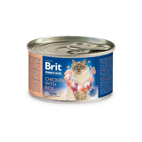 Вологий корм для котів Brit Premium Chicken & Rice 200 г (паштет з куркою та рисом)