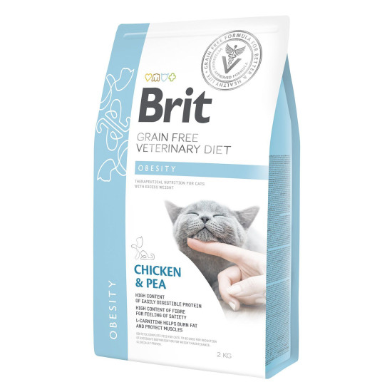 Сухий корм для котів, для зниження ваги Brit GF Veterinary Diet Obesity 2 кг (курка)