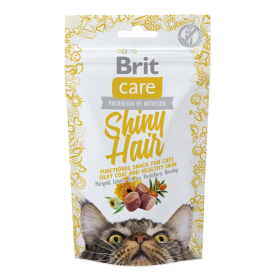 Ласощі для котів Brit Care Functional Snack Shiny Hair 50 г (для шкіри та шерсті)