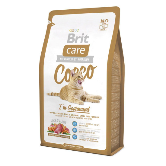 Сухий корм для вибагливих котів з чутливим травленням Brit Care Cat Cocco I am Gourmand 2 кг (качка та лосось)