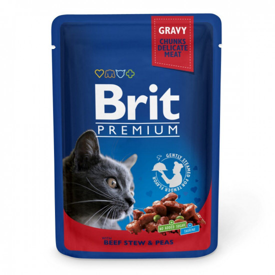 Вологий корм для котів Brit Premium Cat Beef Stew & Peas pouch 100 г (тушкована яловичина та горох)