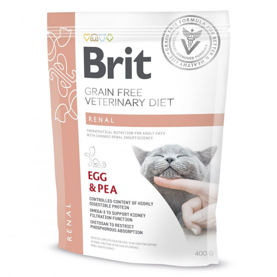 Сухий корм для котів, при захворюваннях нирок Brit GF Veterinary Diet Renal 400 г (яйце)