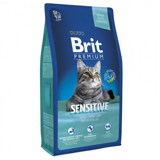 Сухий корм для котів з чутливим травленням Brit Premium Cat Sensitive 8 кг (ягня)