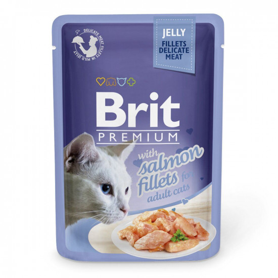 Вологий корм для котів Brit Premium Cat Salmon Fillets Jelly pouch 85 г (філе лосося в желе)