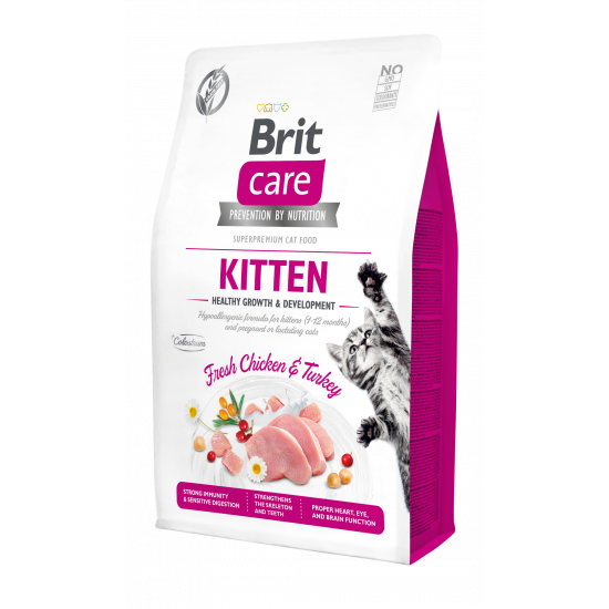 Сухий корм для кошенят Brit Care Cat GF Kitten HGrowth & Development 2 кг (курка і індичка)