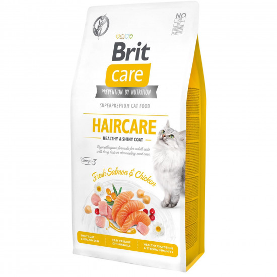 Сухий корм для котів Brit Care Cat GF Haircare Healthy & Shiny Coat 7 кг (курка і лосось)