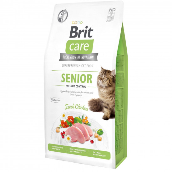 Сухой корм для кошек с лишним весом Brit Care Cat GF Senior Weight Control 7 кг (курица)