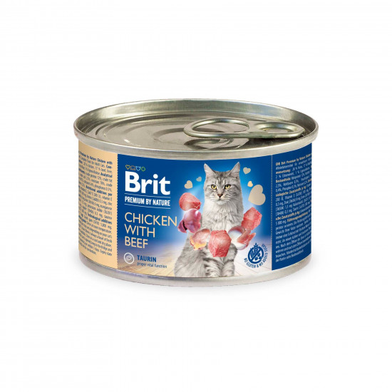 Вологий корм для котів Brit Premium Chicken & Beef 200 г (паштет з куркою та яловичиною)