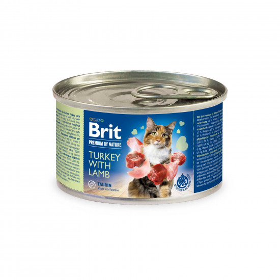 Вологий корм для котів Brit Premium Turkey & Lamb 200 г (паштет з індичкою та ягням)