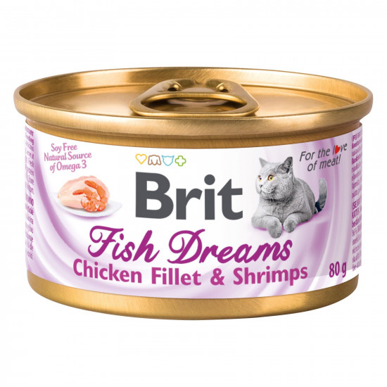 Вологий корм для котів Brit Fish Dreams 80 г (курка та креветки)