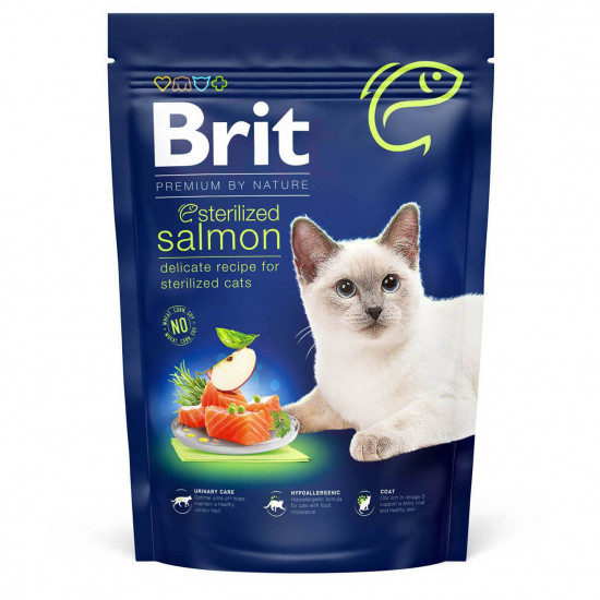 Сухий корм для стерилізованих котів Brit Premium by Nature Cat Sterilized Salmon 800 г (лосось)