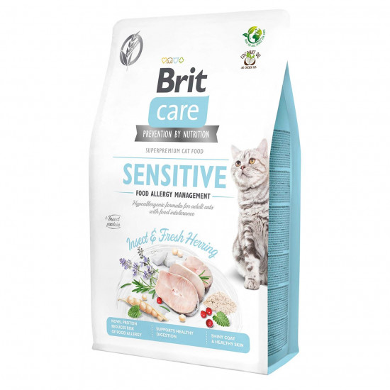 Сухий корм для котів з харчовою непереносимістю Brit Care Cat GF Insect 2 кг (комахи та риба)