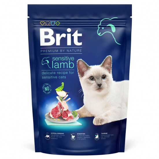 Сухий корм для котів із чутливим травленням Brit Premium by Nature Cat Sensitive 800 г (ягня)