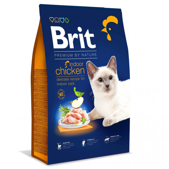 Сухий корм для котів, які живуть у приміщенні Brit Premium by Nature Cat Indoor 8 кг (курка)