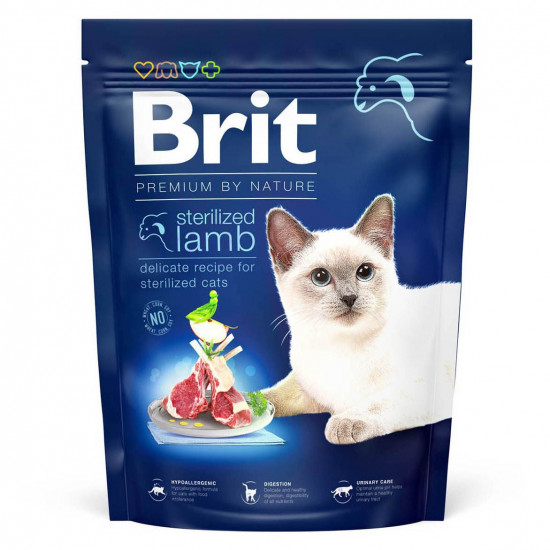 Сухий корм для стерилізованих котів Brit Premium by Nature Cat Sterilized Lamb 300 г (ягня)