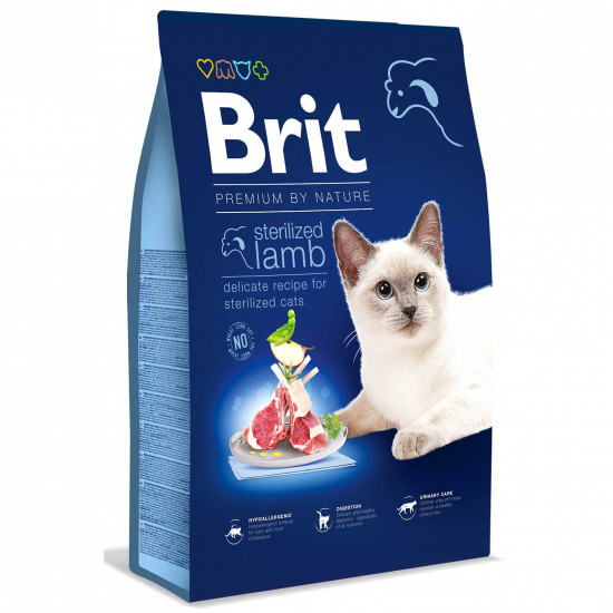 Сухий корм для стерилізованих котів Brit Premium by Nature Cat Sterilized Lamb 8 кг (ягня)
