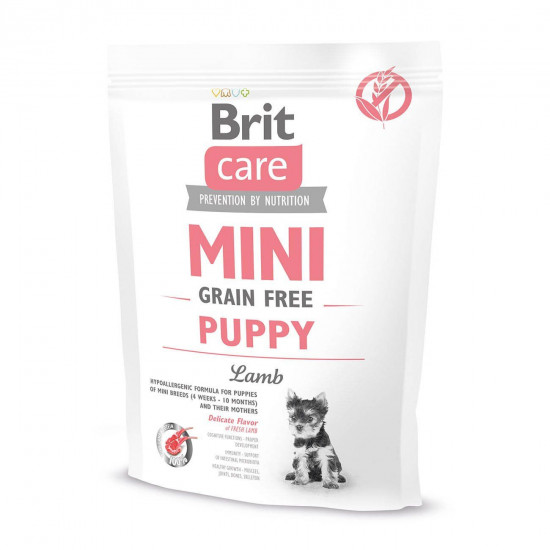 Сухий корм для цуценят та молодих собак мініатюрних порід Brit Care Mini GF Puppy Lamb 400 г (ягня)