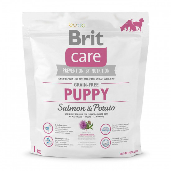 Сухий корм для цуценят всіх порід Brit Care GF Puppy Salmon & Potato 1 кг (лосось)