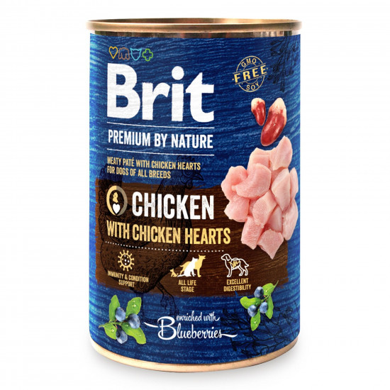 Вологий корм для собак Brit Premium By Nature Chicken with Hearts 800 г (курка)