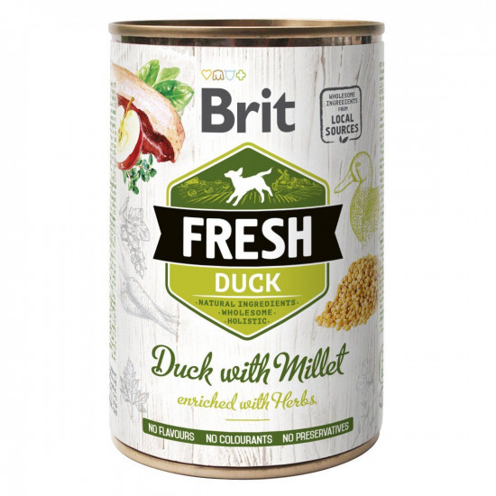 Вологий корм для собак Brit Fresh Duck with Millet 400 г (качка)