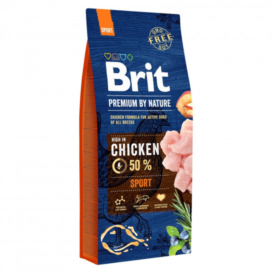 Сухой корм для активных собак всех пород Brit Premium Sport 15 кг (курица)